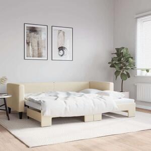 VidaXL krémszínű kihúzható szövet heverő 80 x 200 cm