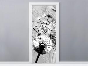 Fotótapéta ajtóra Gyönyöru feketefehér pitypangok Anyag: Öntapadó, Méretek: 95 x 205 cm