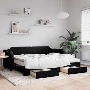 VidaXL fekete kihúzható szövet heverő fiókokkal 80 x 200 cm