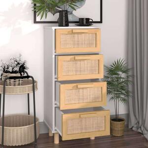Rattan Fiókos Szekrény - Fehér Fenyő - 40x30x90 cm