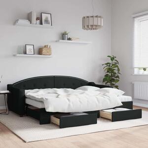 VidaXL fekete kihúzható szövet heverő fiókokkal 80 x 200 cm