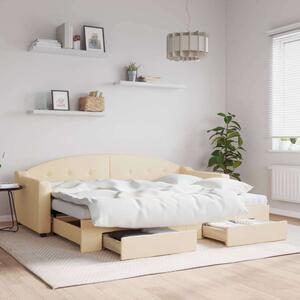 VidaXL krémszínű kihúzható szövet heverő fiókokkal 80 x 200 cm