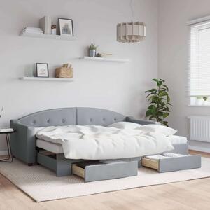 VidaXL világosszürke kihúzható szövet heverő fiókokkal 80 x 200 cm