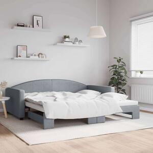 VidaXL világosszürke kihúzható szövet heverő 100 x 200 cm