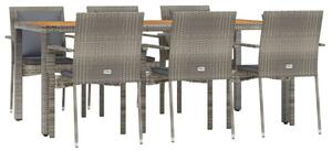 Polyrattan Kerti Étkezőgarnitúra - 7 részes - Szürke