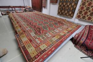 Nagyméretű szőnyeg Chobi Kilim 404x814 kézi szövésű gyapjú kilim