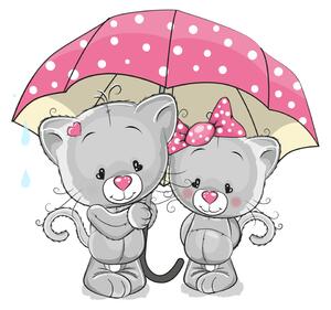 Falmatrica gyerekeknek Kismacskák az esernyő alatt