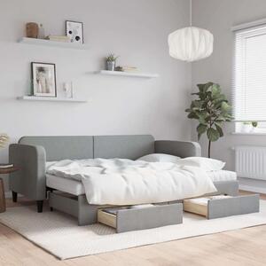 VidaXL világosszürke kihúzható szövet heverő fiókokkal 80 x 200 cm