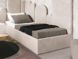 Kárpitozott gyerekágy 90x200 as konténerrel és kerettel, bézs színű Velvet Kids Line Box