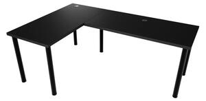 Nelmin bal oldali gaming íróasztal, fém lábakon - 160 cm - fekete