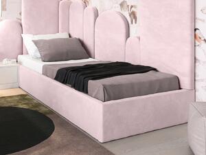 Kárpitozott gyerekágy 90x200 as konténerrel és kerettel, rózsaszín színű Velvet Kids Line Box