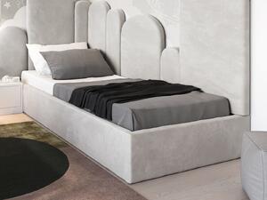 Kárpitozott gyerekágy 90x200 as konténerrel és kerettel, szürke színű Velvet Kids Line Box