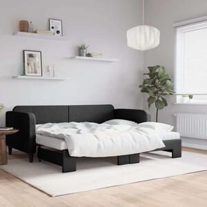 VidaXL fekete kihúzható szövet heverő matracokkal 90 x 190 cm