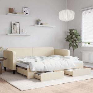 VidaXL krémszínű kihúzható szövet heverő fiókokkal 80 x 200 cm