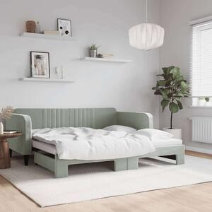 VidaXL világosszürke kihúzható bársonyheverő 90 x 190 cm