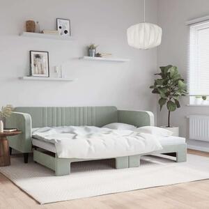 VidaXL világosszürke kihúzható bársony heverő 100 x 200 cm