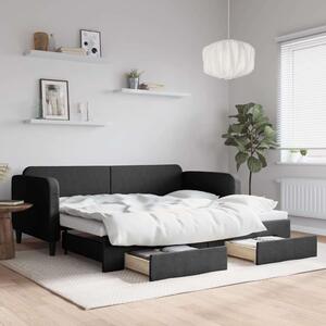 VidaXL fekete kihúzható szövet heverő fiókokkal 90 x 200 cm