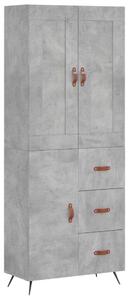 Betonszürke szerelt fa magasszekrény 69,5 x 34 x 180 cm