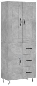 Betonszürke szerelt fa magasszekrény 69,5 x 34 x 180 cm