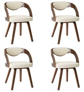 Elegáns Krémszínű Étkezőszék Szett - 4 db - Fa és Műbőr