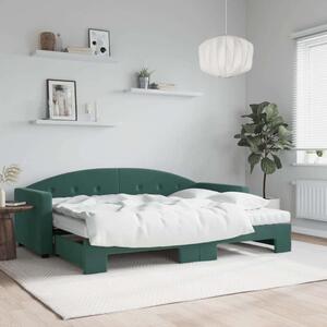 VidaXL sötétzöld kihúzható bársony heverő matraccal 80 x 200 cm