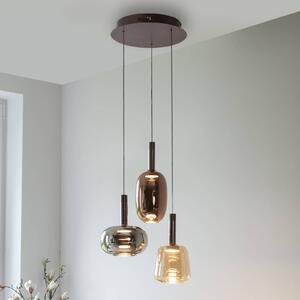 Paul Neuhaus Irides LED-es függőlámpa, Ø 43 cm, színes, üveg, dimmelhető, Többszínű, Nappali / Étkező, Üveg, Modern