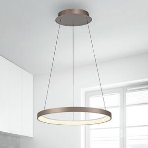 Paul Neuhaus LED-es függőlámpa Hoop, barna, Ø 57 cm, fényerőszabályzóval, dimmelhető, Barna / rozsda, Nappali / Étkező, fém, Modern