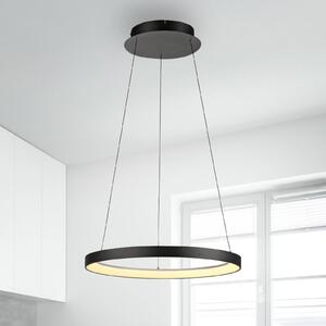 Paul Neuhaus LED-es függőlámpa Hoop, fekete, Ø 57 cm, dimmelhető, dimmelhető, Fekete, Nappali / Étkező, fém, Modern