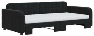 VidaXL fekete kihúzható bársony heverő matraccal 100 x 200 cm