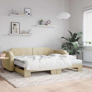 VidaXL krémszínű kihúzható szövet heverő 100x200 cm