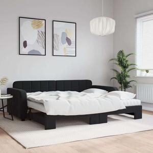VidaXL fekete kihúzható bársony heverő matracokkal 90 x 190 cm