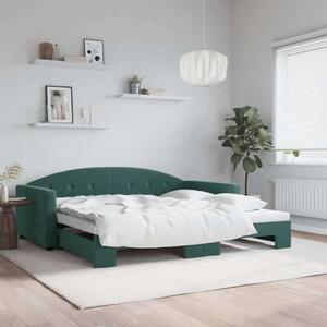 VidaXL sötétzöld kihúzható bársonyheverő 100 x 200 cm