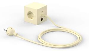 Avolt Stikdåser - Square 1 USB A & Magnet 1,8m Ice YellowAvolt - Lampemesteren