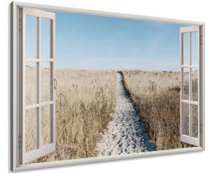 Vászonkép Nyitott ablak Bézs mezo Méretek: 90 x 60 cm