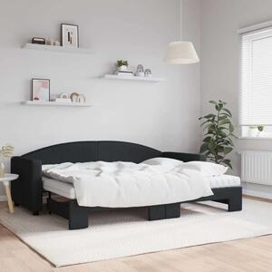 VidaXL fekete kihúzható szövet heverő matracokkal 80 x 200 cm