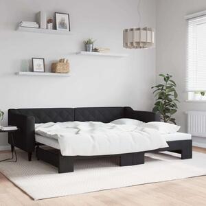 VidaXL fekete kihúzható szövet heverő 90x200 cm