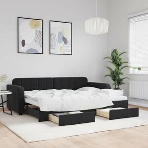 VidaXL Kanapéágy - Fekete Bársony - 80x200 cm