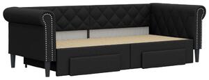 VidaXL fekete kihúzható műbőr heverő fiókkal 90 x 200 cm
