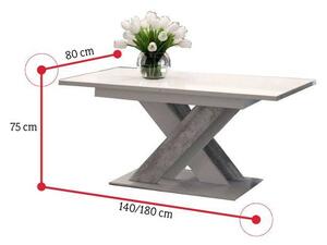 RONY szétnyitható asztal székek nélkül, 140-180x75x90, magasfényű fehér