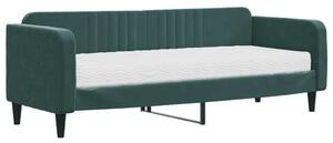 Sötétzöld bársony heverő matraccal 80 x 200 cm