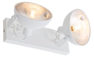 Ipari mennyezeti lámpa fehér, ezüst 2-fénnyel állítható - Magnax