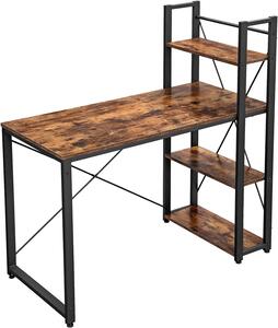 Irodai íróasztal polcokkal 120 cm, ipari stílus, fekete/barna színben