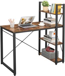 Irodai íróasztal polcokkal 120 cm, ipari stílus, fekete/barna színben