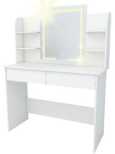 Hana öltözőasztal érintőképernyős világítással, 140 cm, fehér színben