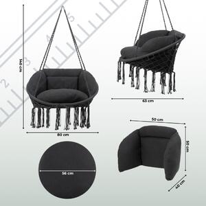 Függő fotel antracit Ø61 cm párnákkal