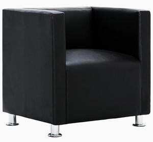 Modern Fotel - Fekete Műbőr - Kocka
