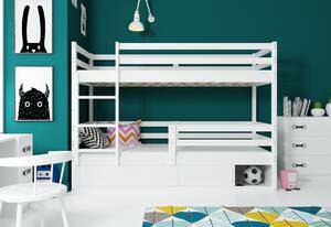 RAFAL 4 emeletes ágy+matrac+ágyrács ingyen, 80x190 cm, fehér/fehér