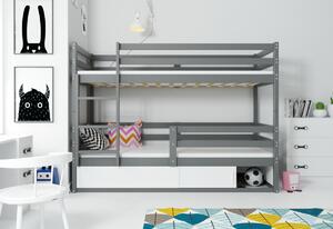 RAFAL 4 emeletes ágy+matrac+ágyrács ingyen, 80x190 cm, grafit/fehér