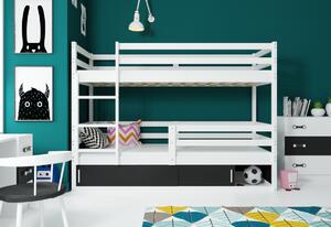 RAFAL 4 emeletes ágy+matrac+ágyrács ingyen, 80x190 cm, fenyő/fehér