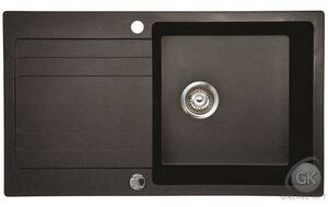 RIVA 1B 1D 860x500 gránit mosogató METÁL FEKETE GRANMASTER